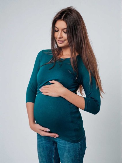 těhotenské tričko smaragdově zelené