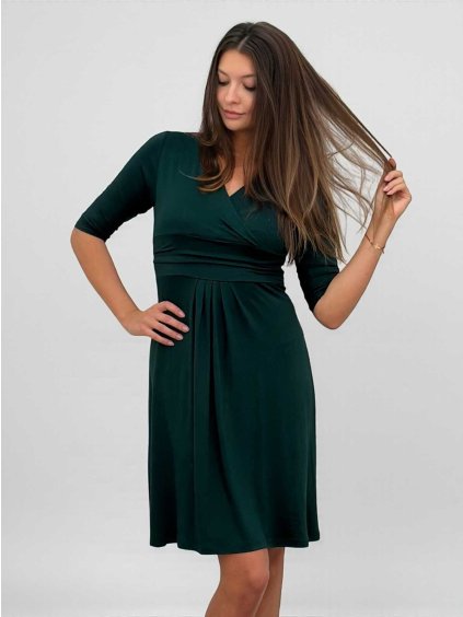 elegantní těhotenské a kojící šaty zelené