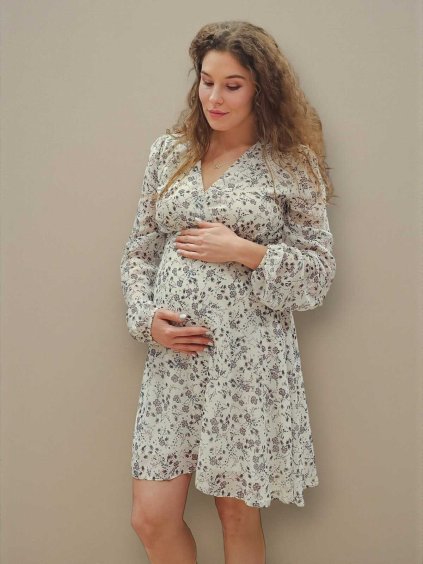 těhotenské šaty bílé s kvítky šifonové
