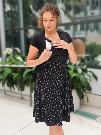 kojící šaty černé s puntíky