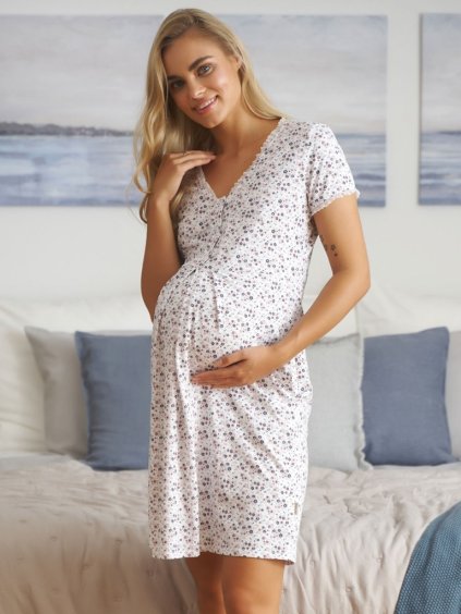 Těhotenská košile bílá s jemnými kvítky