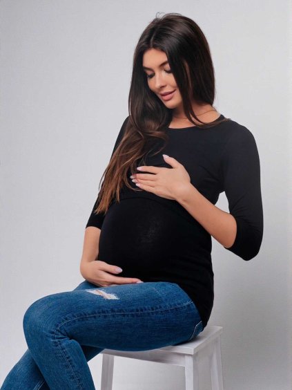 těhotenské tričko černé kojící mama l'amour