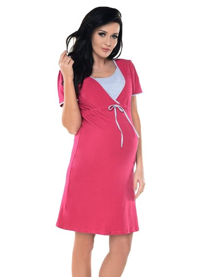 Těhotenská a kojící košilka tmavě růžová