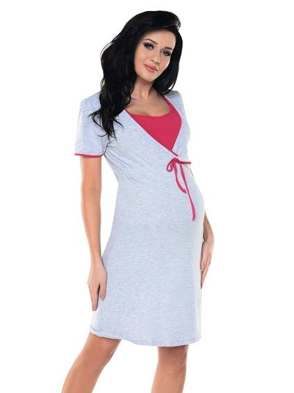 Těhotenská a kojící noční košile světle šedá