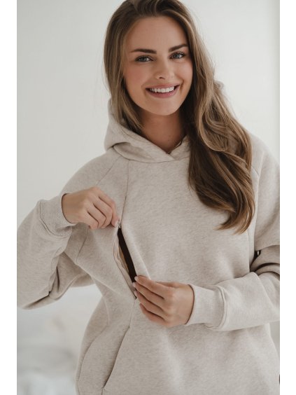 Teplá kojicí mikina barva latté melange