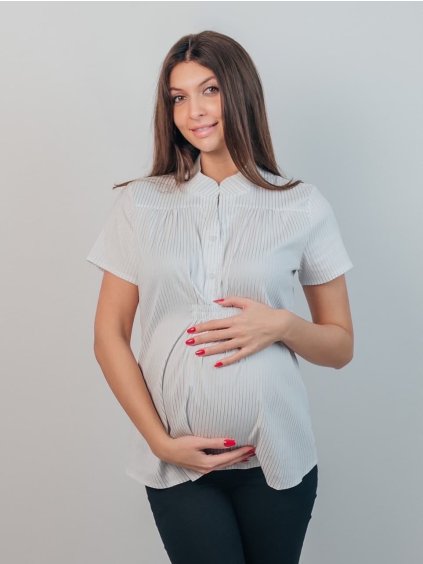 Elegantní těhotenská košile bílá s proužky kojící
