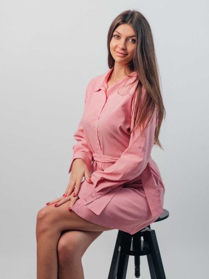 těhotenská košilová tunika červená s proužky kojící
