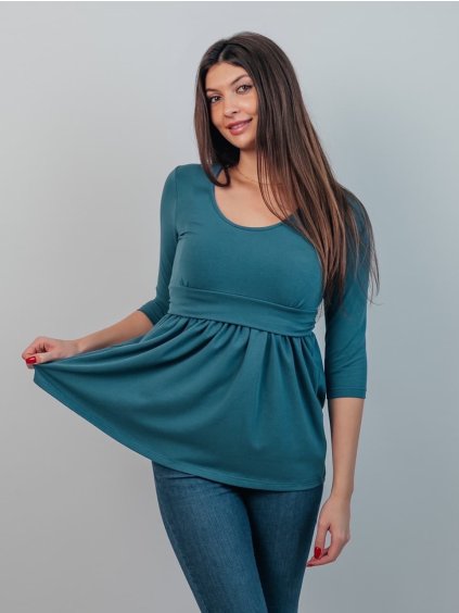 Těhotenská a kojící halenka petrolej elegantní