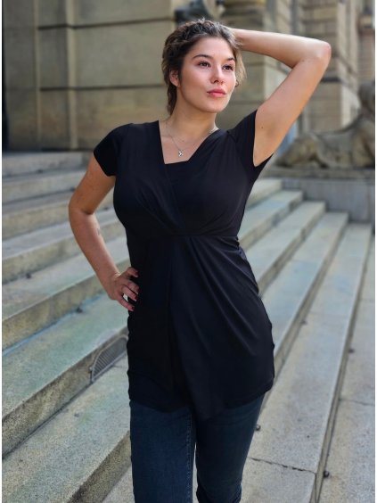 Elegantní halenka pro těhotné černá kojicí