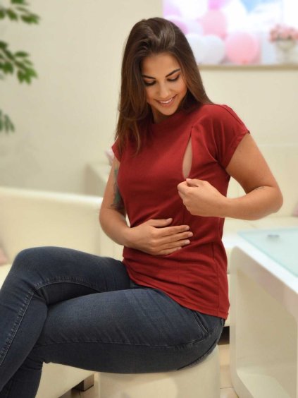 kojicí tričko bordó