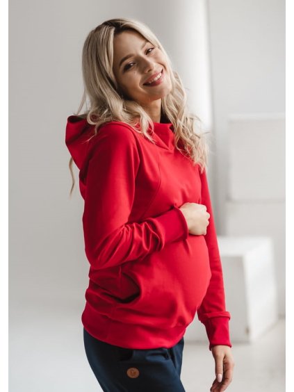 Těhotenská a kojící mikina 3v1 Mplease červená bavlněná