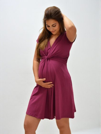 Elegantní těhotenské a kojící šaty fuchsie