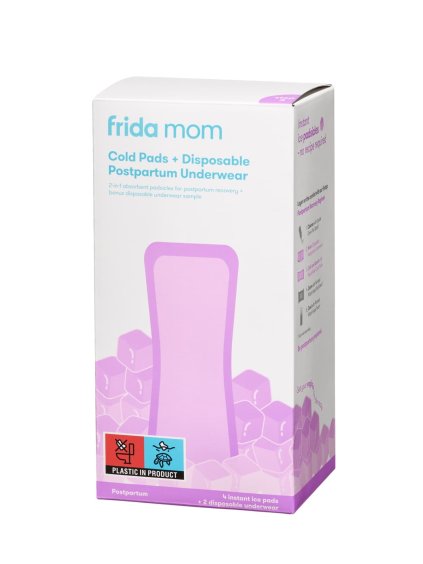 Frida Mom chladicí absorpční Ice Maxi vložky 4 ks + jednorázové poporodní kalhotky 2 ks