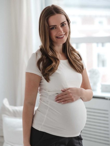 těhotenské tričko smetanově bílé