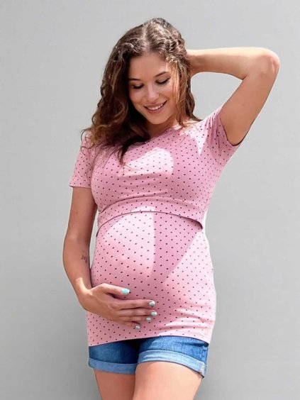 těhotenské tričko herbal rose s puntíky
