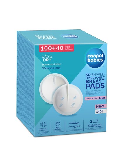 Tvarované prodyšné vložky do podprsenky 3D 100+40ks Canpol babies