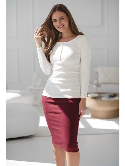 těhotenská sukně bordó žebrovaná