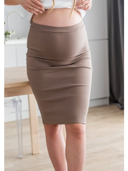 Těhotenská sukně Tummy cappuccino bavlněná (Velikost 2XL)