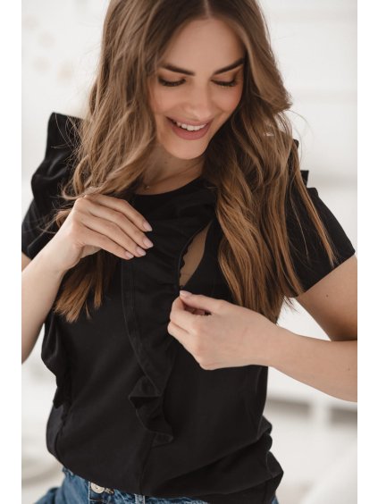 Kojící halenka černá bavlněná