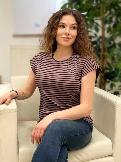 kojící tričko rose brown s proužky