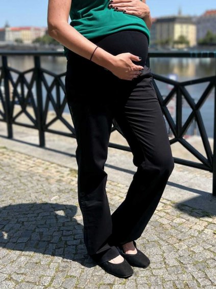 těhotenské kalhoty černé plátěné