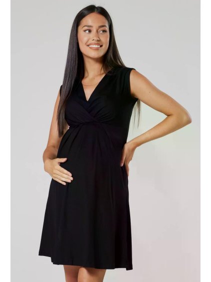 Těhotenské šaty bez rukávů černé elegantní