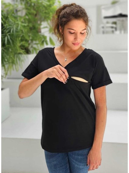 kojící tričko černé bavlněné