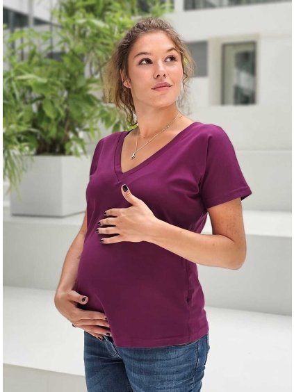těhotenské tričko fialové bavlněné walis