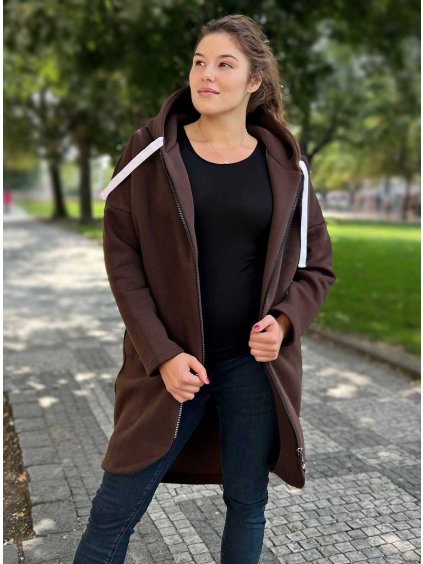 oversize tehotenska mikina paris hneda