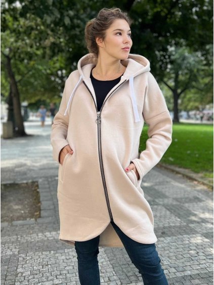 těhotenská mikina béžová prodloužená