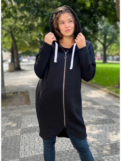 teplá dlouhá těhotenská mikina paris černá