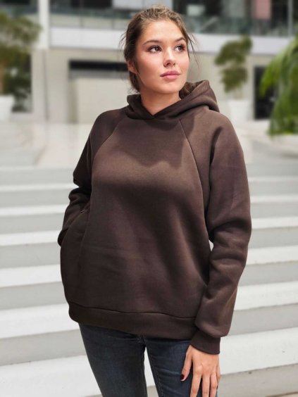 oversize těhotenská mikina hnědá chocolate kojicí