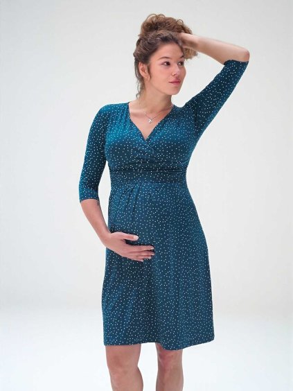 elegantní těhotenské šaty s puntíky