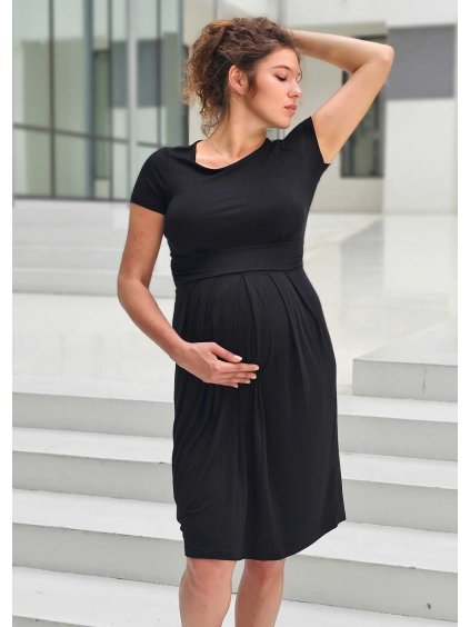 bambusové těhotenské šaty černé elegantní