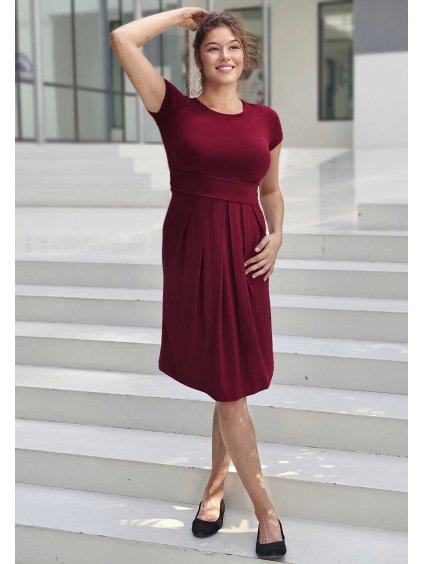 bambusové společenské těhotenské šaty barva red wine elanora