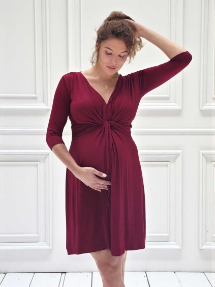 těhotenské šaty bordó elegantní
