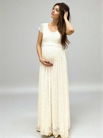 těhotenské šaty svatební bílé s krajkou aurelia