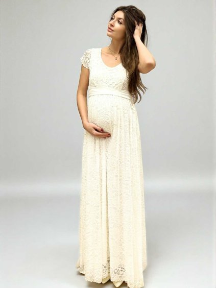 těhotenské šaty svatební bílé s krajkou aurelia