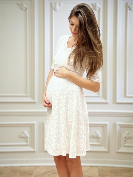 Svatební těhotenské šaty Athea smetanově bílé