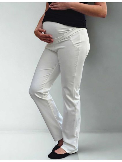 tehotenske kalhoty smetanove bile z boku