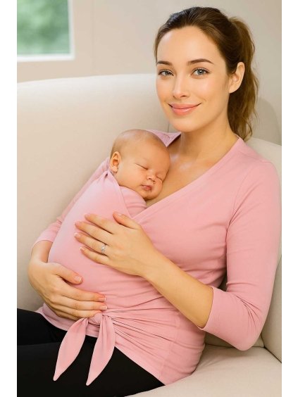 Zavinovaci tricko na klokankovani ruzove