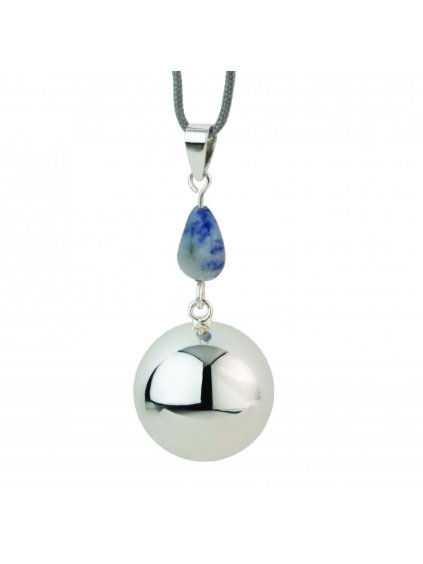 Těhotenská rolnička FANTASY Silver bluegrey stone