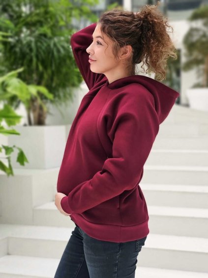 oversize tehotenska mikina tmava bordo