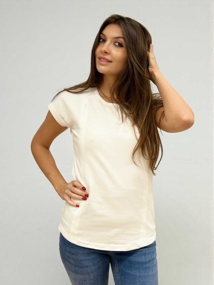 kojicí tričko se zipy bílé ecru