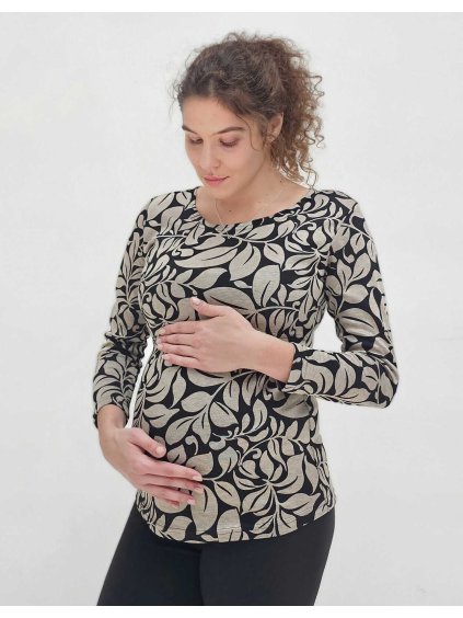 těhotenské tričko béžové vzorované
