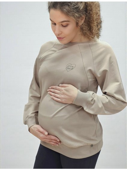 Těhotenská a kojicí mikina béžová