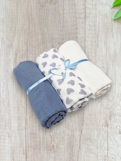 plenky pro miminko chlapeček 3ks mušelín