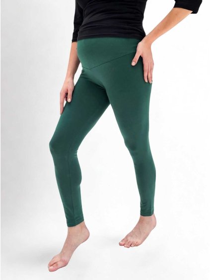 těhotenské legíny zelené bavlněné