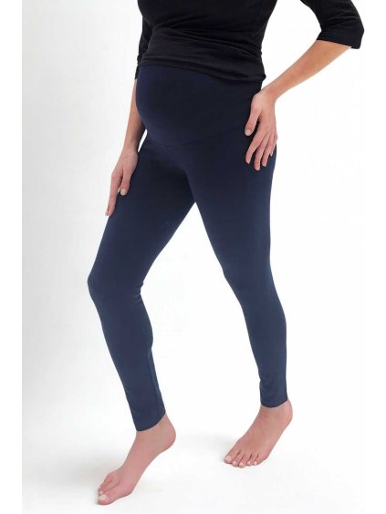 těhotenské legíny modré bavlněné