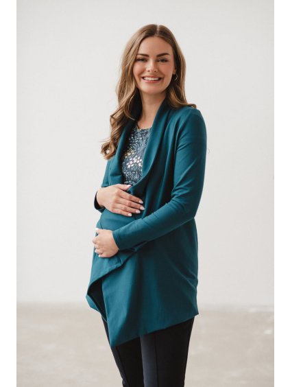 Těhotenský kardigan tyrkysový